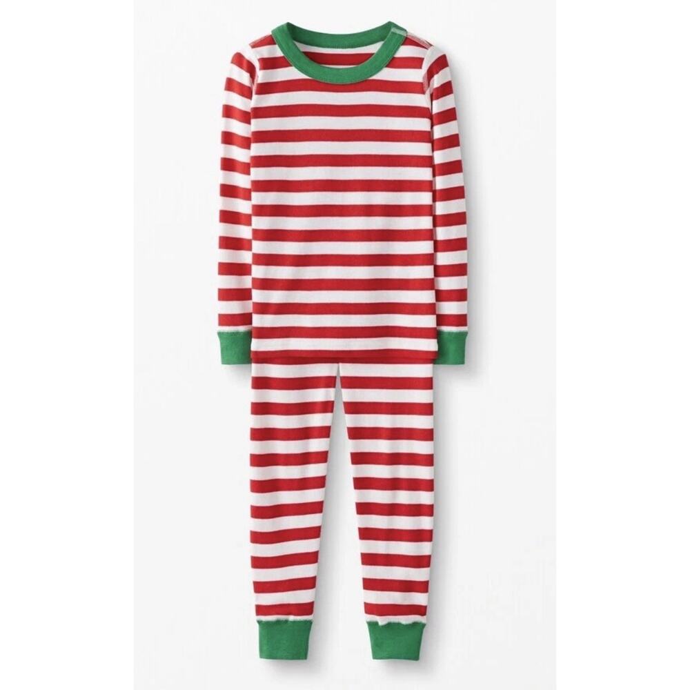 Hanna Andersson 140cm Christmas Red White Stripped Cotton Pajamas boys girls 10
